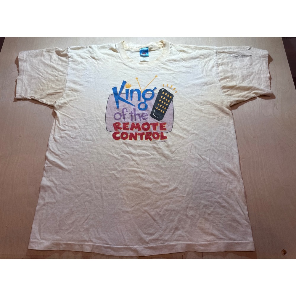 Vintage 90s King of the Remote Control T-Shirt Fruit of the Loom USA XL White